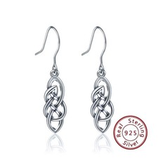 S925 Sterling Silber Keltische Knoten Vintage Böhmische Tropfen Ohrringe Damen