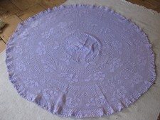Tischdecke rund ø 125cm mauve lila Flieder Handarbeit gehäkelt NEU Häckeldecke