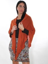 Invero Dreiecksschal Schal Stola Gina Merino Wolle orange rost Struktur Öko Bio