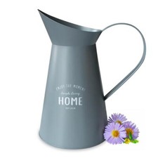 Gießkanne Grau aus Blech Wasserkanne Schnabelkanne Metallkanne Garten