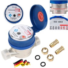 Kaltwasserzähler Zapfhahnzähler 1/2" Wasseruhr komplett Set geeicht Garten DHL