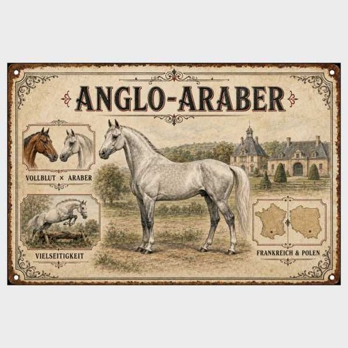 Blechschild anglo araber - blechschild, pferd