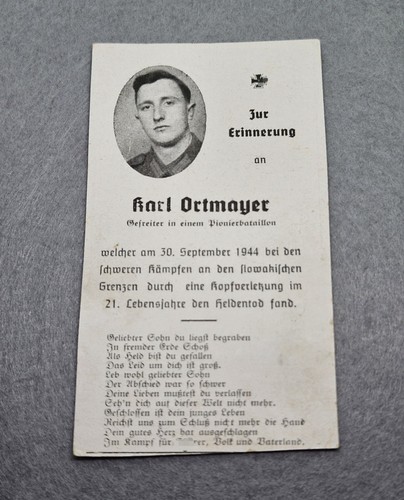 Sterbebild gefreiter einem - gefreiter, in