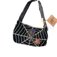 Handtasche Samt Perlen Spinne