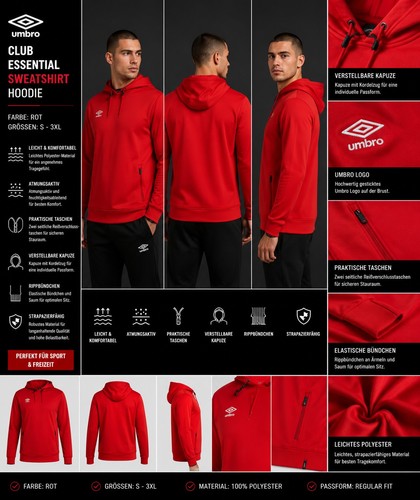 Umbro poly hoodie - umbro, oh