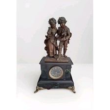 Französische Figurenuhr, Pendule, Marmorsockel, Bronzefigur 56 cm hoch