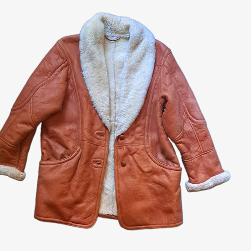 Shearling leder mantel - shearling,