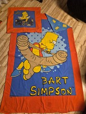 Bart Simpson Baumwolle Bettwäsche blau orange 135 x 200  Simpsons retro 1997