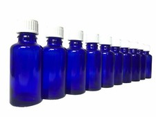 10 x Blauglas-Flasche 30 ml ✿ DIN18 ✿ mit Deckel & Tropfgarnitur ✿ kobaltblau