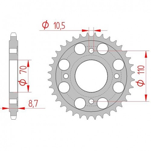Stahl kettenrad für honda - stahl, cm