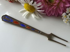 Antike Vorlagegabel 875°Silber vergoldet Emaille Russland um 1950 G1