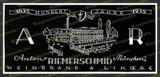 orig Reklame 100 Jahre Anton Riemerschmid Getränke München Praterinsel 1835-1935