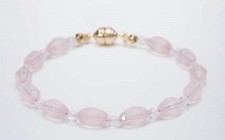 Schmuck Armband 375er Gelbgold Rosenquarz Weißtopas 29ct Ä5336