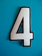 Zahl 4 Stoff 10cm weiß mit