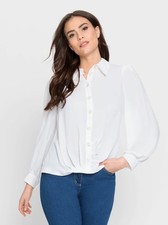 Bluse weiß 46 HEINE Damen Basic Bluse Schmuckknöpfe leicht transparent 5.4490