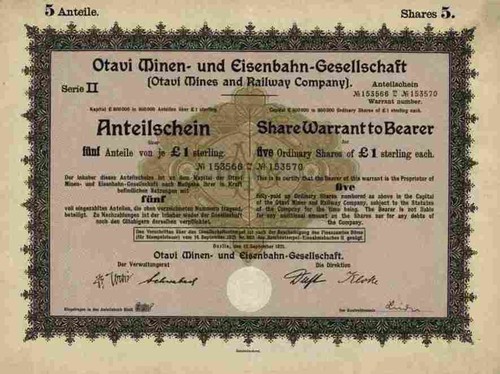 Otavi minen 1921 eisenbahn - minen,