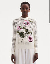 Oscar de la Renta Häkel Woll Pullover S 36 Applikation Blume TOP old money Kleid