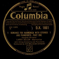 LARRY ADLER -HARMONICA- Vaughan Williams: Romance for Harmonica... 78rpm  G4133