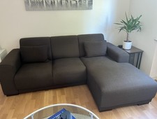 *Top* Ecksofa Polsterecke Dunkelbraun Ottomane rechts inkl. 2 Kissen