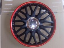 Orden 14 Zoll J-Tec Universal-Radkappe Radzierblende schwarz-matt mit Rotrand