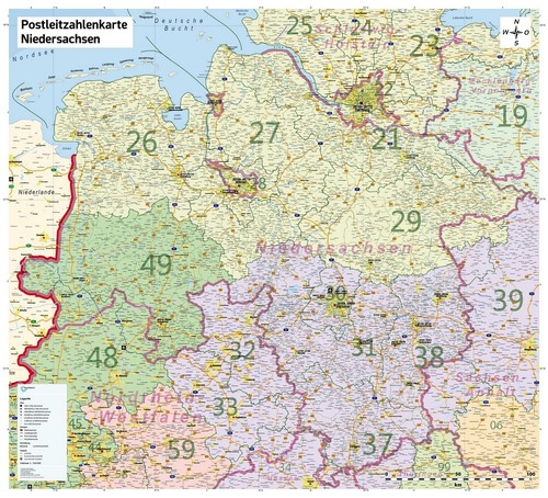 Postleitzahlenkarte plz von - xl,