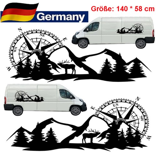 140cm aufkleber wohnwagen - 2x,