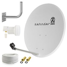 ZEHNDER Digitale SAT Anlage 80cm Schüssel + Single LNB + Kabel +Wandhalter Set h