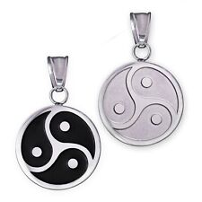 Anhänger BDSM Triskele Edelstahl Schmuck der O Schwarz Silber Herren Damen kette