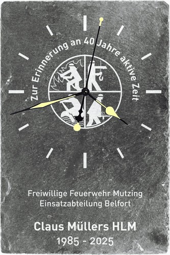 Feuerwehr wanduhr schiefer - feuerwehr,