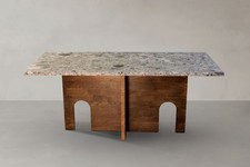 Couchtisch recta Breccia Alba aus Naturstein und Massivholz Eiche