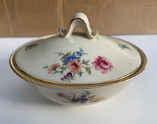 Edelstein Bavaria Zuckerdose mit Deckel, Blumenmuster, Goldrand, ca. 1950er Jahr