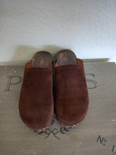Berkemann Töffler Clogs Veloursleder braun Holzsohle Größe 37