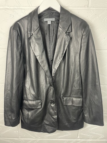 Schwarzer kunstleder blazer - schwarzer,