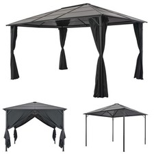 Pavillon 4 x 3 m Gartenpavillon 3x 3 m Partyzelt mit  Vorhang Aluminium PC-Platt