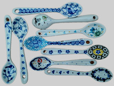 Tee- Zuckerlöffel, Bunzlauer Keramik, KATZEN- PFERDE- DACKEL- LAWENDELMOTIV