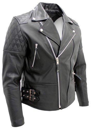 Herren schwarze biker echt - herren,