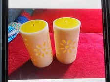 QVC Flammenlose Kerzen Wachs Blumen Batteriebetrieb 2 Stück
