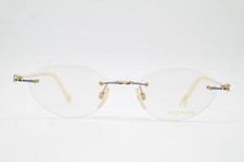 Vintage Brille Aigner EA 438 Blau Gold Schwarz Randlos Brillengestell eyeglasses