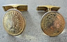 Manschettenknöpfe Schmuck goldfarbend runde Form oben beschriftet Wappen Nr.3336