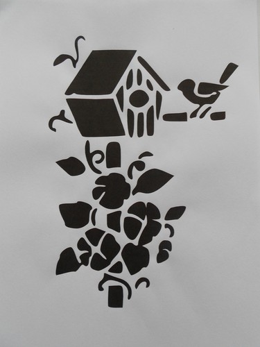 Schablone vogelhaus auf - auf, a4