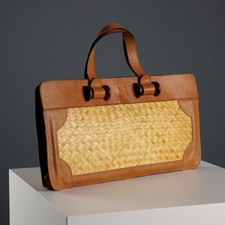 Vintage Handtasche Stroh Leder