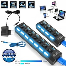 4/7 Port USB 3.0 Hub Aktiv mit Netzteil Verteiler USB Für Windows PC Laptop ⭐⭐⭐
