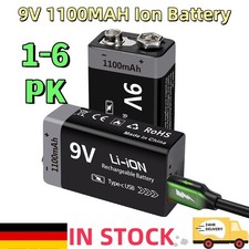 1-5pk  9V 9 Volt Li-Ion USB