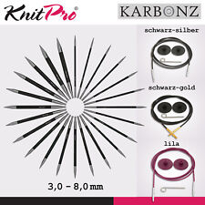KnitPro Karbonz Austauschbare Nadelspitzen 11,5 cm 12 Größen und passende Seile