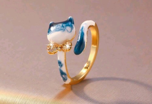 Vergoldeter katzen ring - vergoldeter,