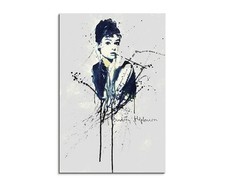 60x90cm Audrey Hepburn Aquarell Art Wandbild auf Leinwand fertig gerahmt