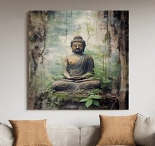 LEINWAND BILDER BUDDHA BIS 140x140x5 FENG-SUHI WANDBILD NATUR GRÜN BRAUN KUNST
