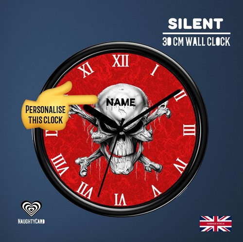Totenkopf rot wanduhr - totenkopf,