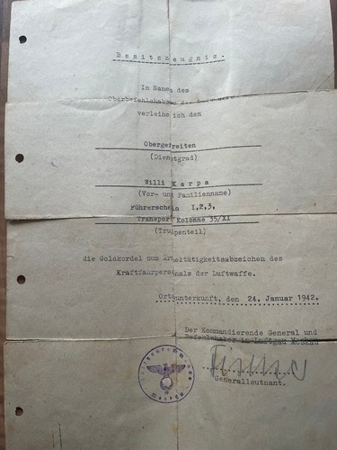 Besitzzeugnis goldkordel - besitzzeugnis,
