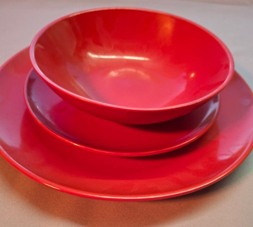 Essgeschirr rot 18teilig - essgeschirr,